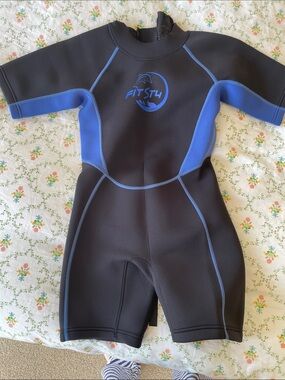 Youth Black and Blue Shorty Wetsuit - Kids Swim